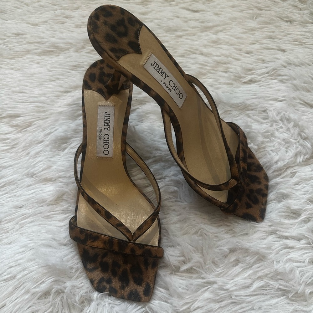Jimmy Choo Maelie Slip on Thong Sandal Cheetah Jaguar Size 40